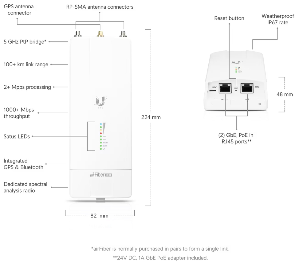 ubiquiti af-5xhd airfiber 5xhd long range 5ghz carrier