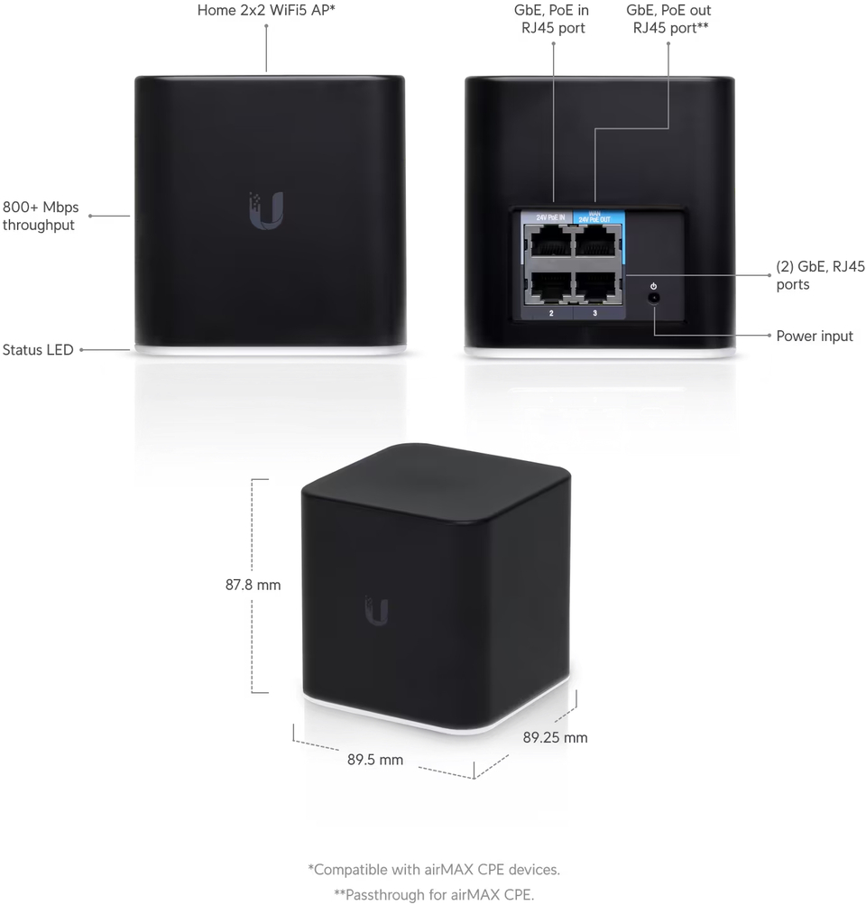 ubiquiti aircube home wifi access point with poe passthrough