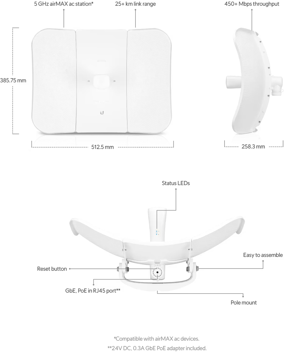 ubiquiti lbe-5ac-lr-5 airmax litebeam 5ac long-range 5-pack