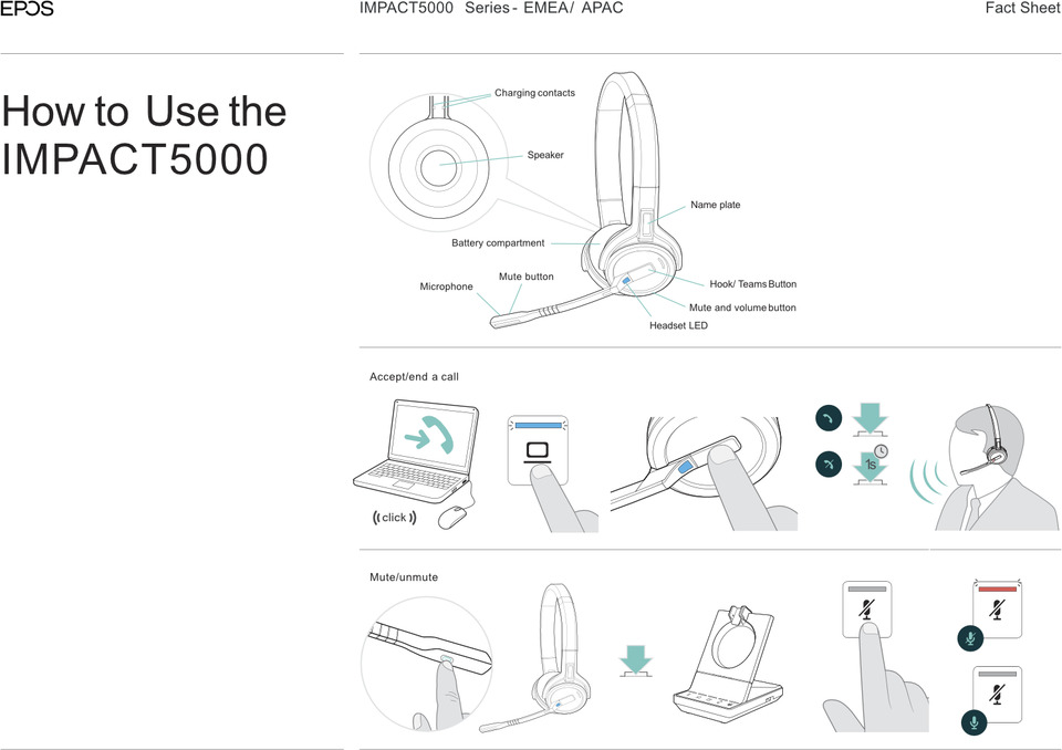 epos impact sdw 5066t wireless bluetooth stereo headset with stand for teams