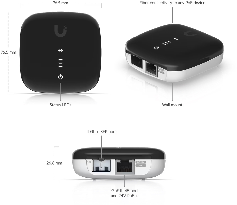 ubiquiti uf-ae active ethernet fiber to copper adapter