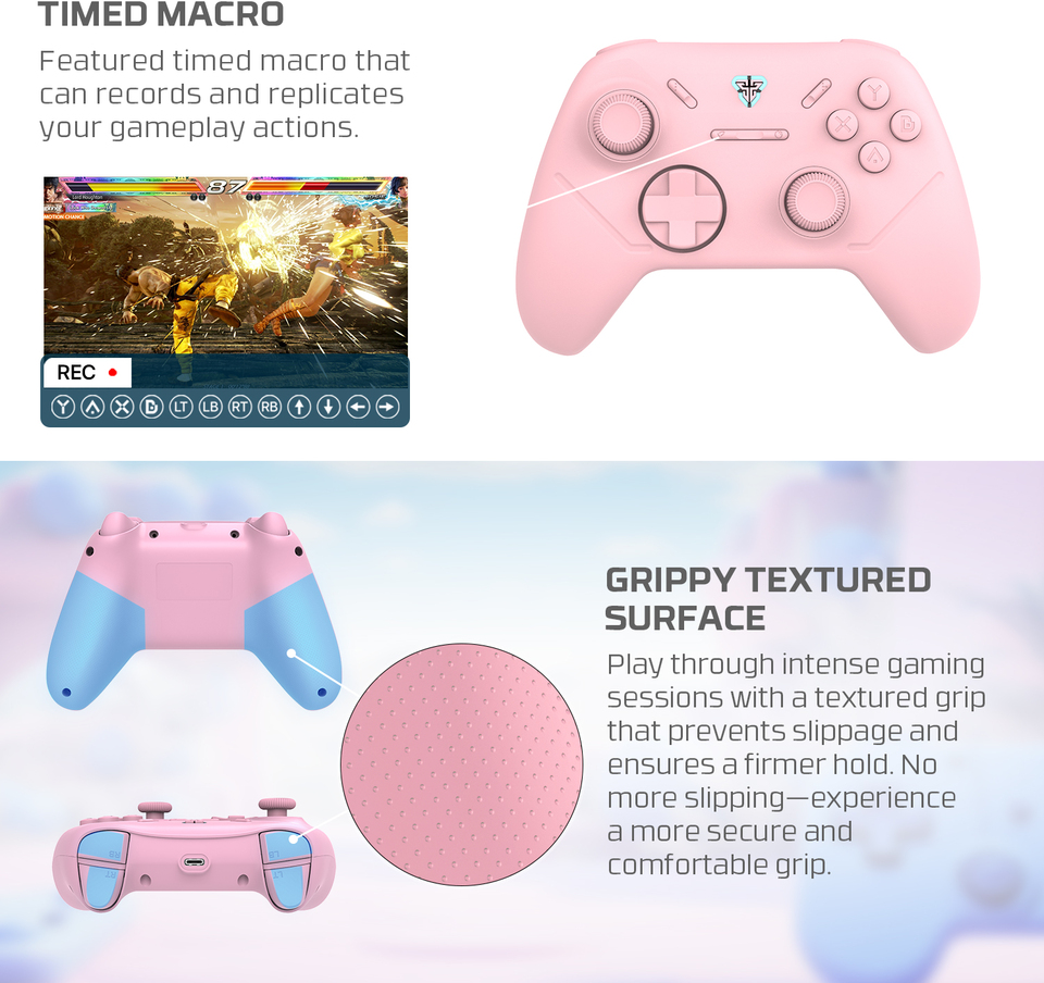 fantech shooter iii wireless hall-effect multi-platform gaming controller pink