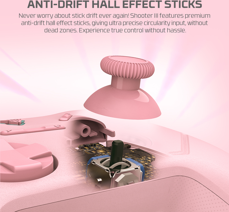 fantech shooter iii wireless hall-effect multi-platform gaming controller pink