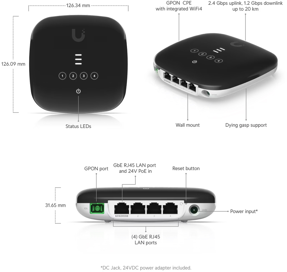 ubiquiti uf-wifi fiber wifi gpon cpe with wifi router