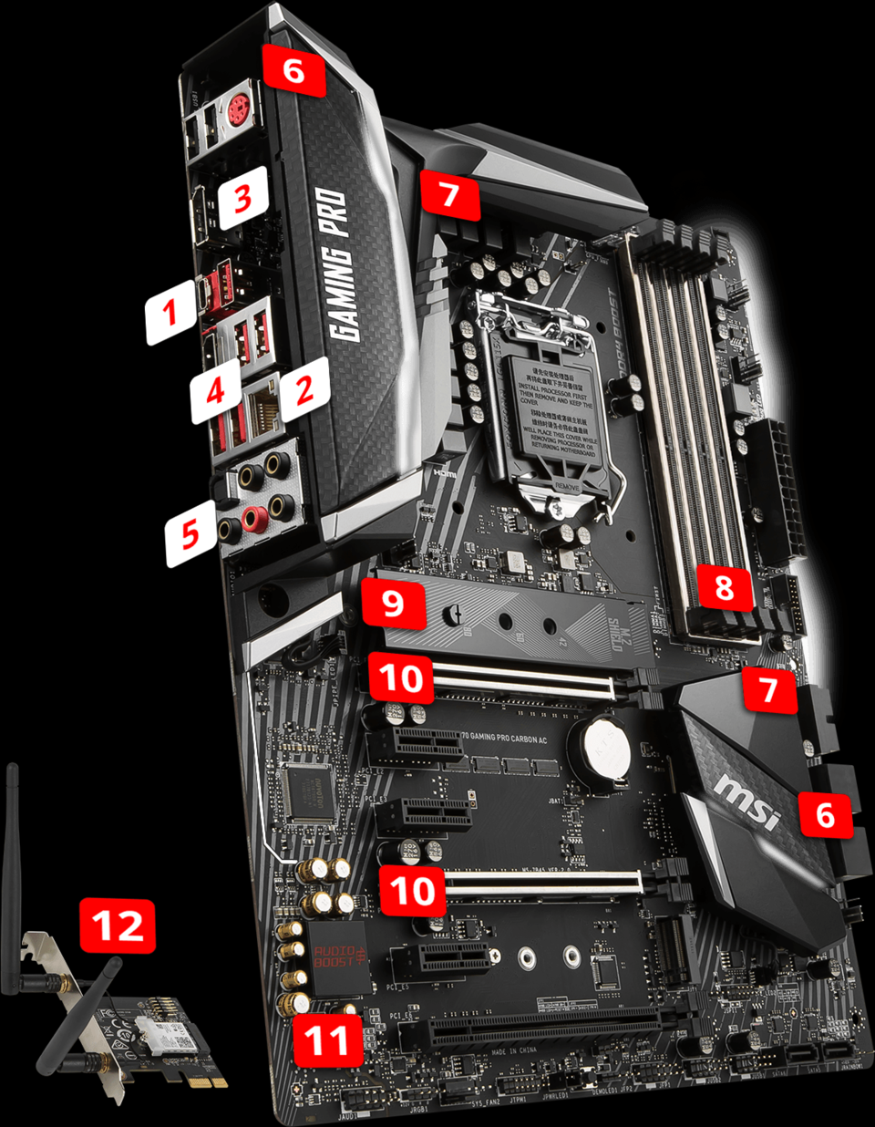 Msi S1151 Atx Z370 Gaming Pro Carbon Ac Ddr4 Motherboard 