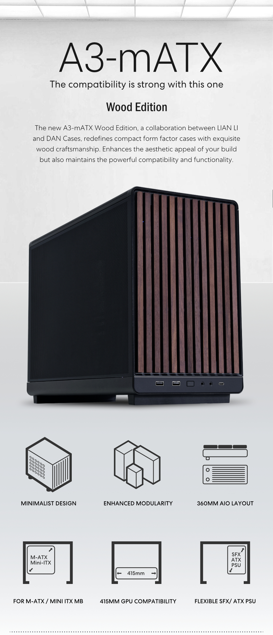 lian li dan-a3 microatx chassis black wood edition