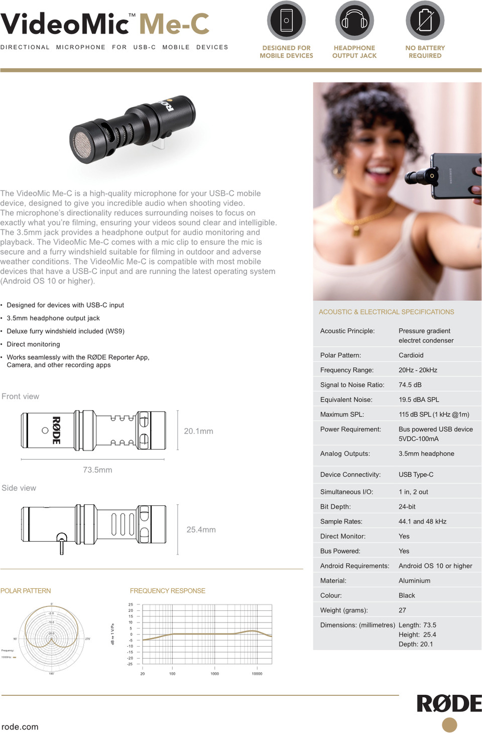 rode videomic me-c directional microphone for usb-c devices