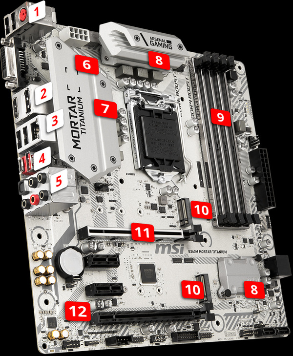 MSI S1151 MicroATX B360M MORTAR Titanium DDR4 Motherboard ...