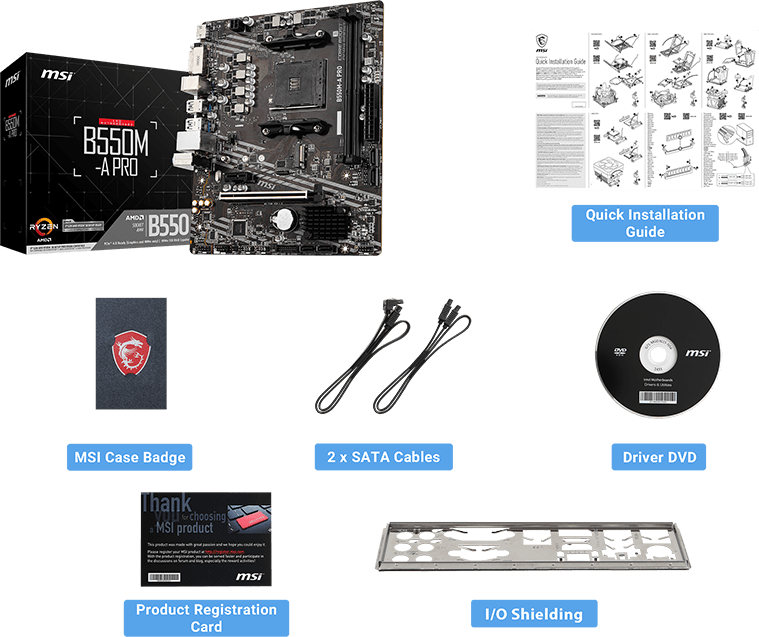 MSI A520M-A PRO package content