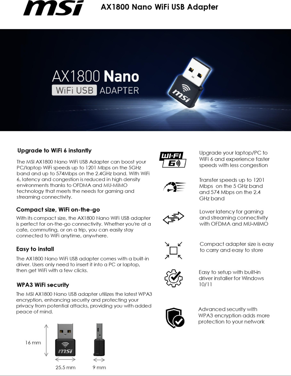 msi guax18n ax1800 nano wifi usb adapter