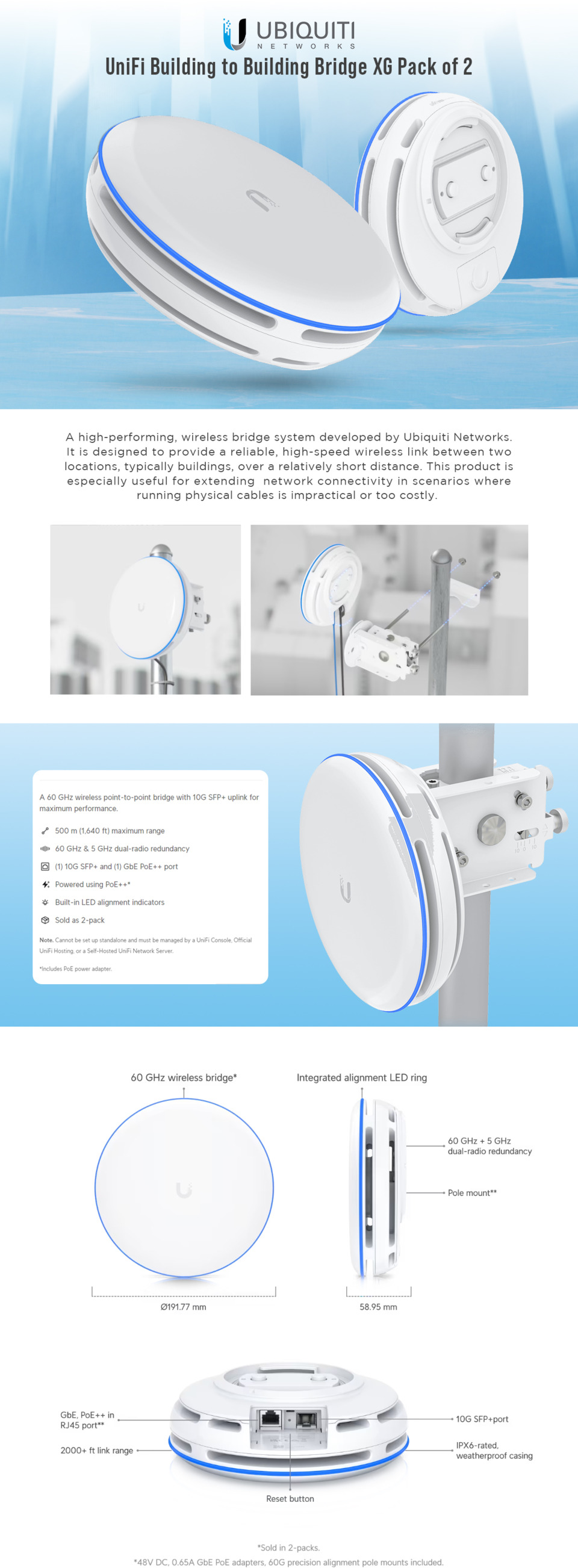 ubiquiti ubb-xg unifi building to building bridge xg pack of 2