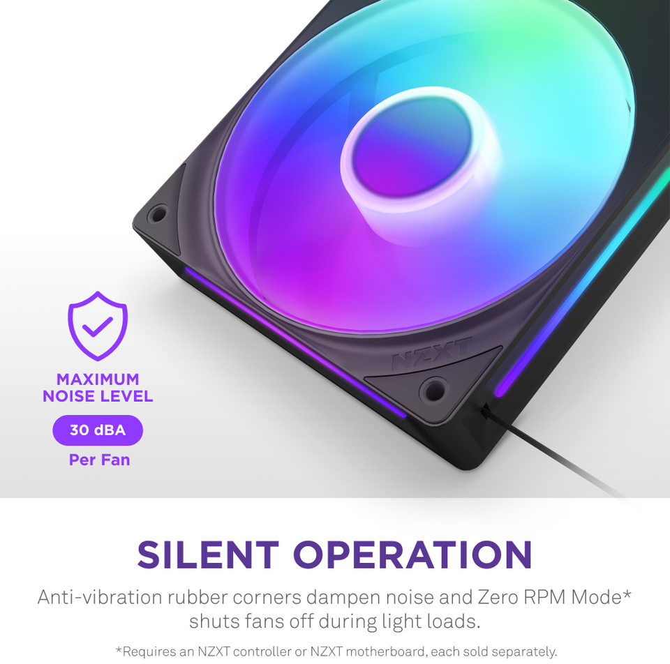 240mm nzxt f240 single-frame rgb core fan