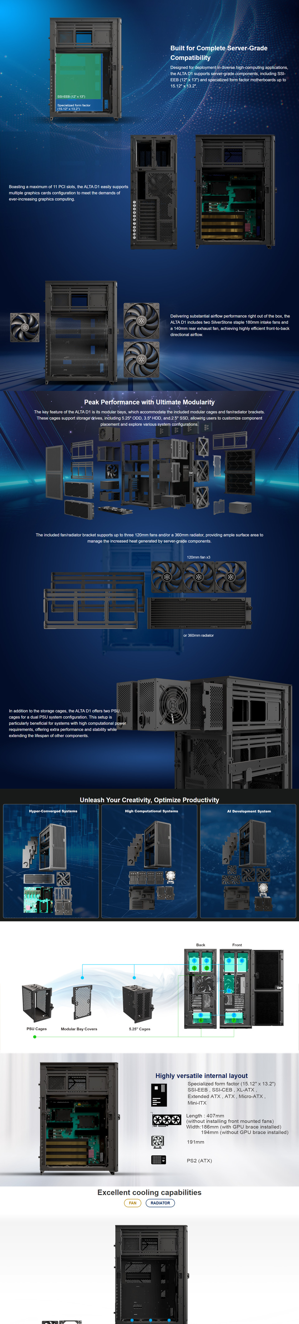 silverstone alta d1 e-atx modular and flexible workstation case