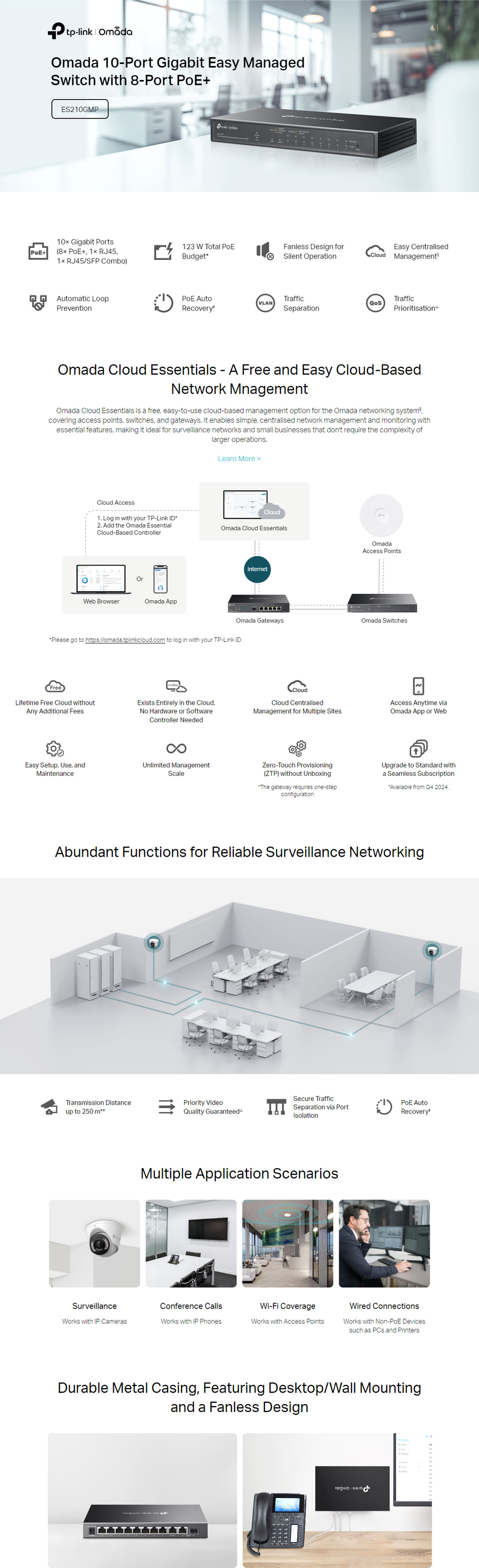 10-port tp-link es210gmp omada gigabit easy managed switch with 8-port poe