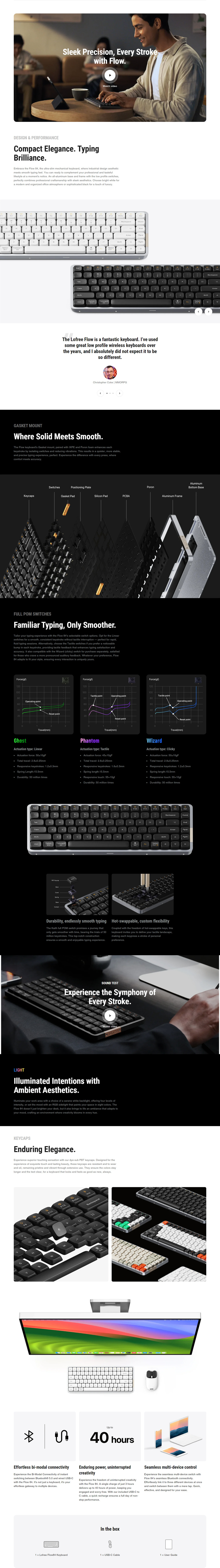 lofree flow84 low-profile wireless tactile phantom switch keyboard black