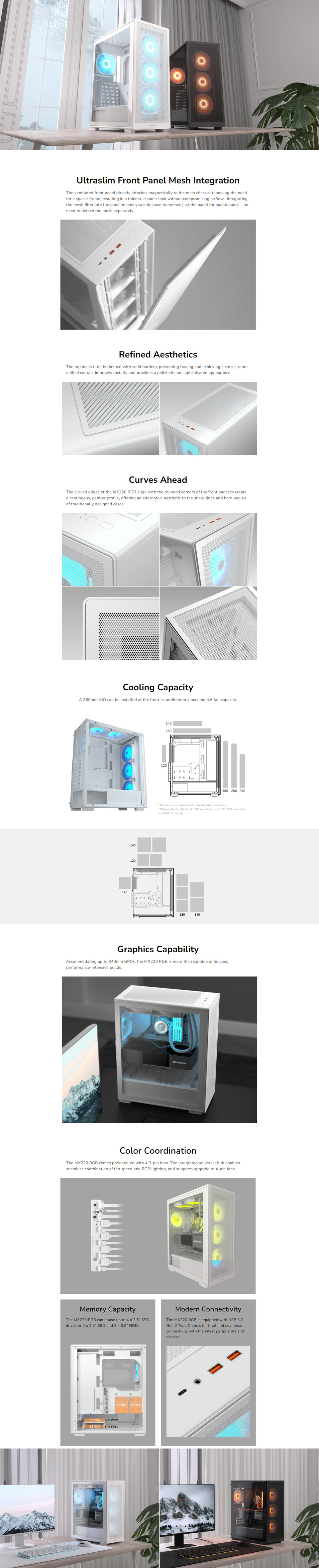 cougar mx220 rgb mid tower gaming case black