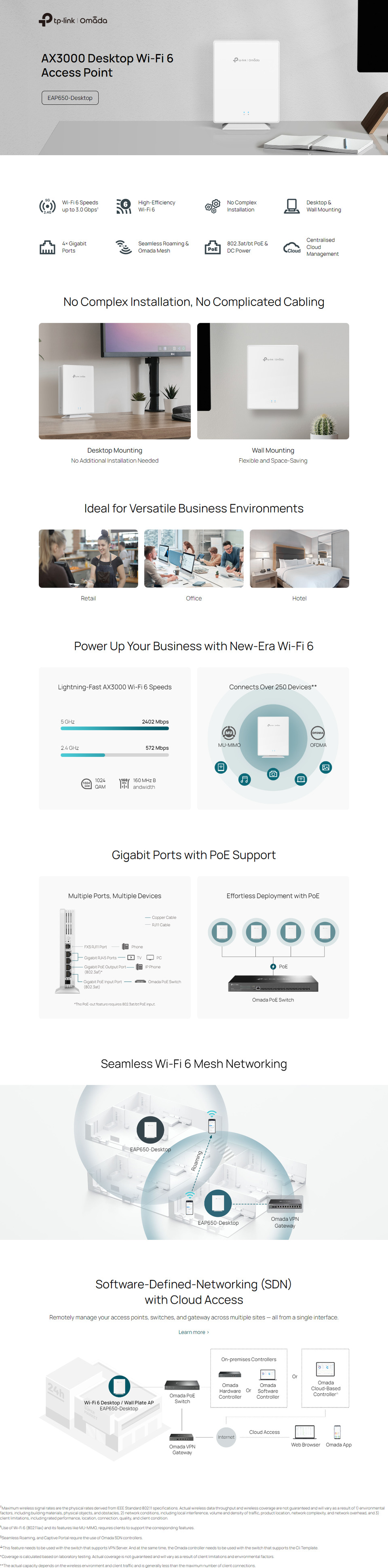 tp-link eap650-desktop omada ax3000 desktop wi-fi 6 access point