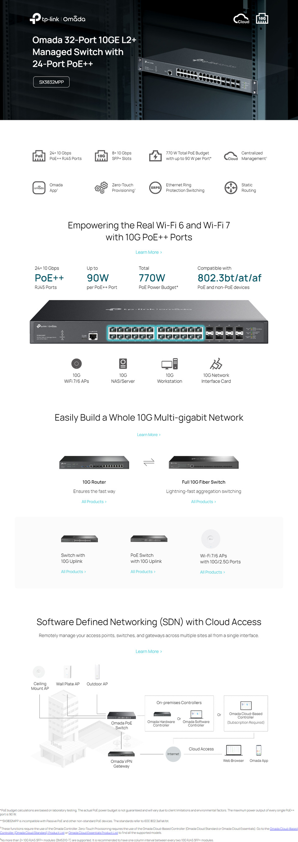 tp-link sx3832mpp omada 32-port 10ge l2 managed switch with 24-port poe