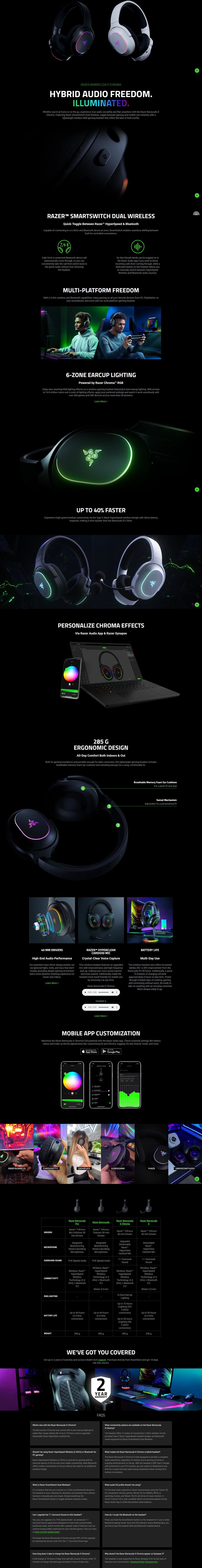 razer barracuda x chroma wireless multi-platform gaming and mobile headset black