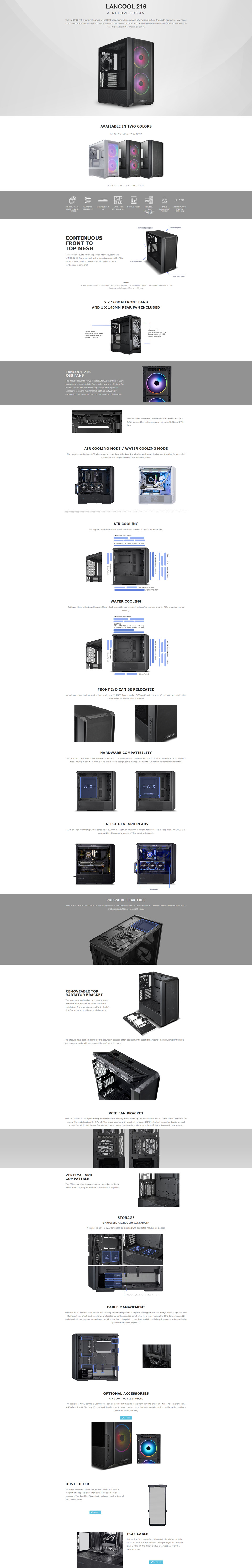 lian li lancool 216x mid-tower chassis black