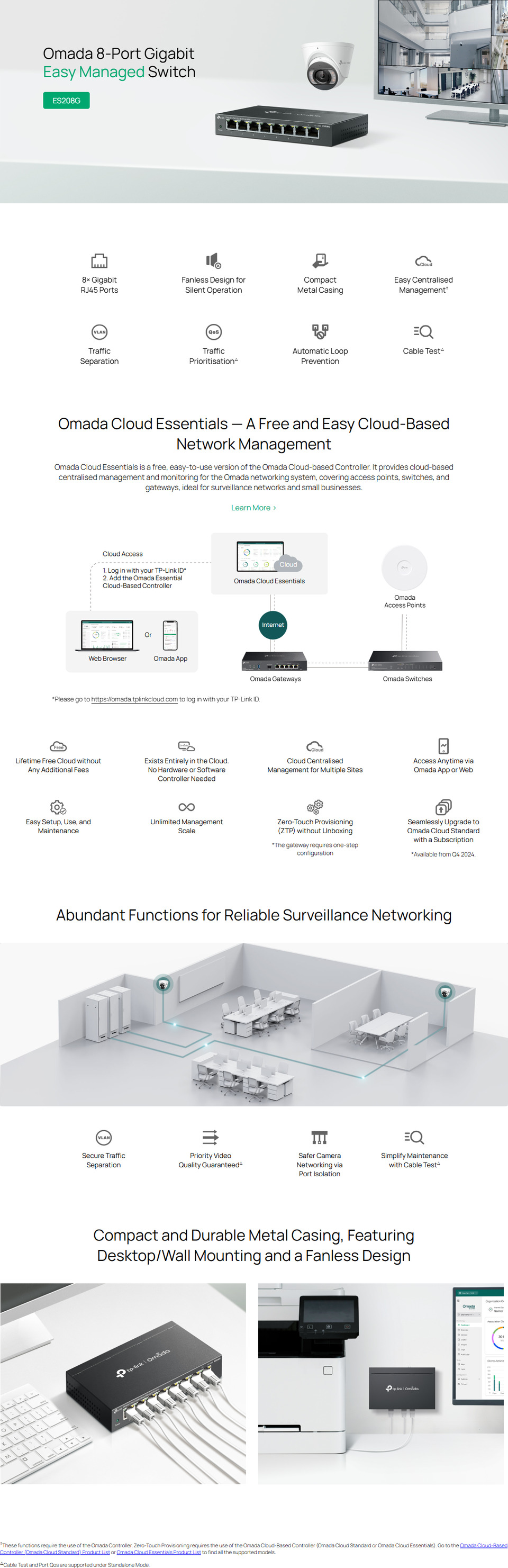 8 port tp-link es208g omada gigabit easy managed switch