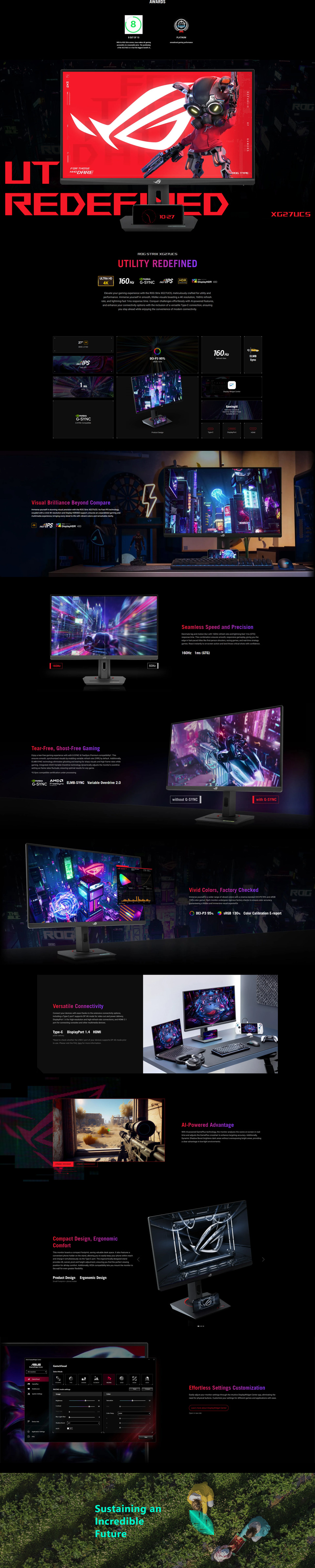 27 asus rog strix xg27ucs uhd 160hz ips gaming monitor