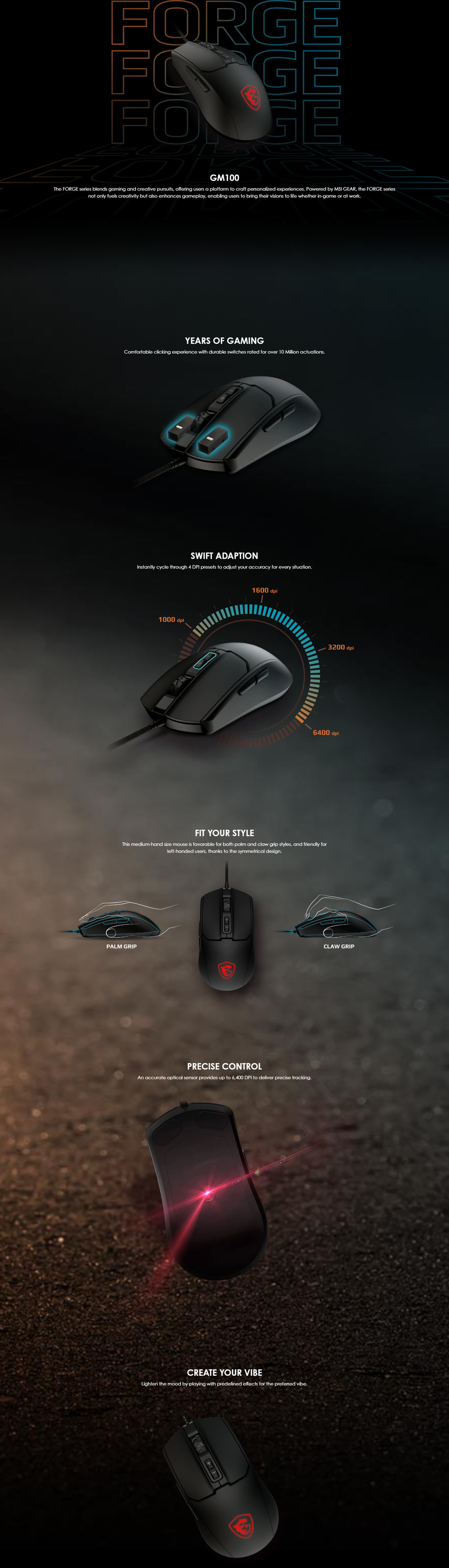 msi forge gm100 wired gaming mouse