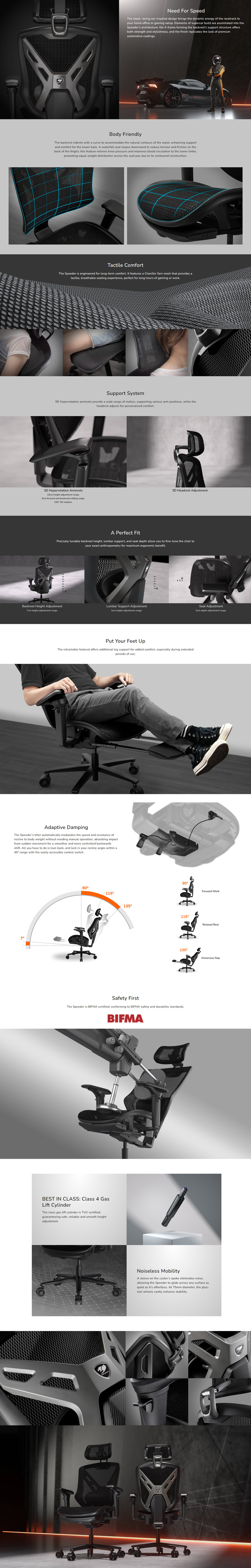 cougar speeder ergonomic mesh gaming chair