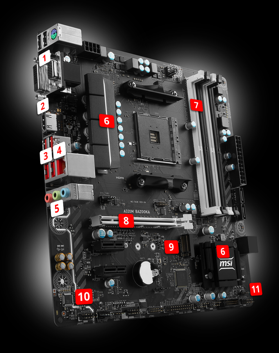 Msi a320m bazooka какие процессоры поддерживает