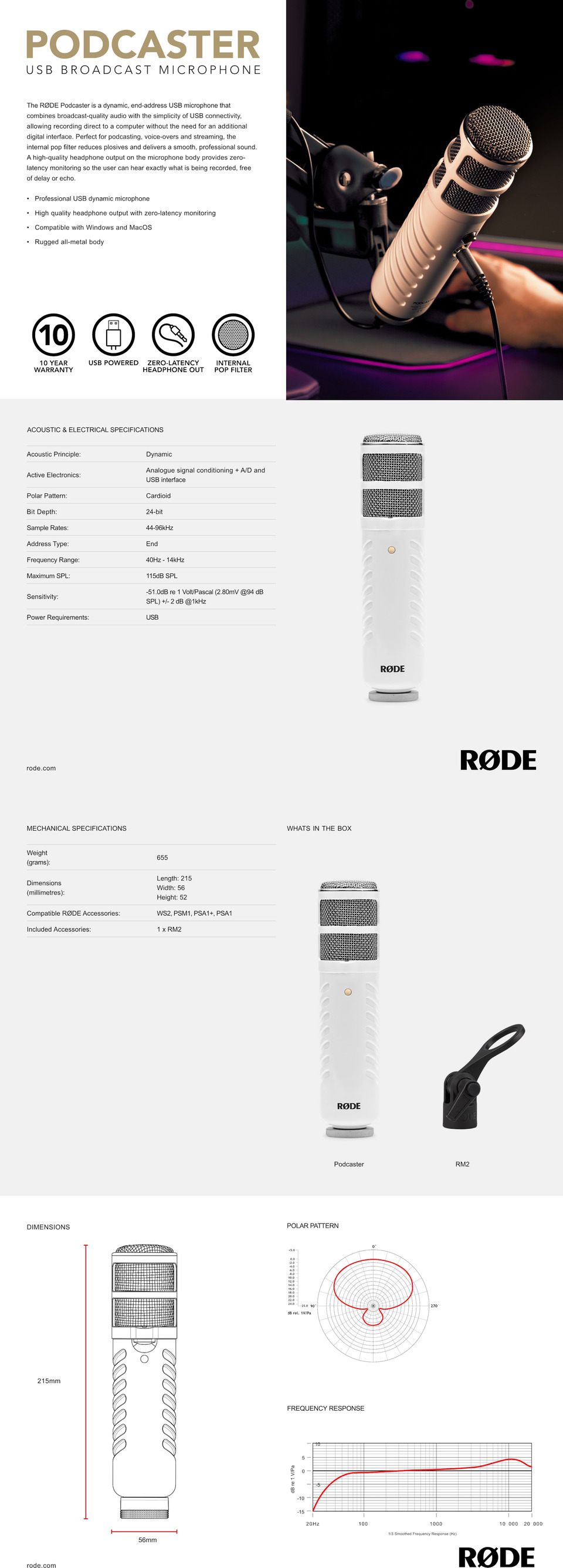 rode podcaster dynamic broadcast usb microphone