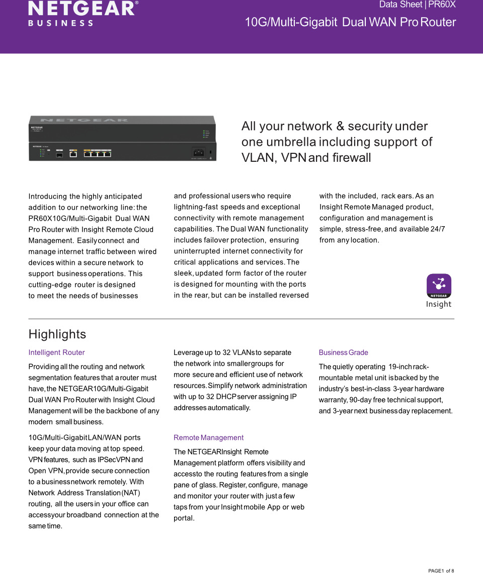 netgear pr60x 10g dual wan pro router with failover