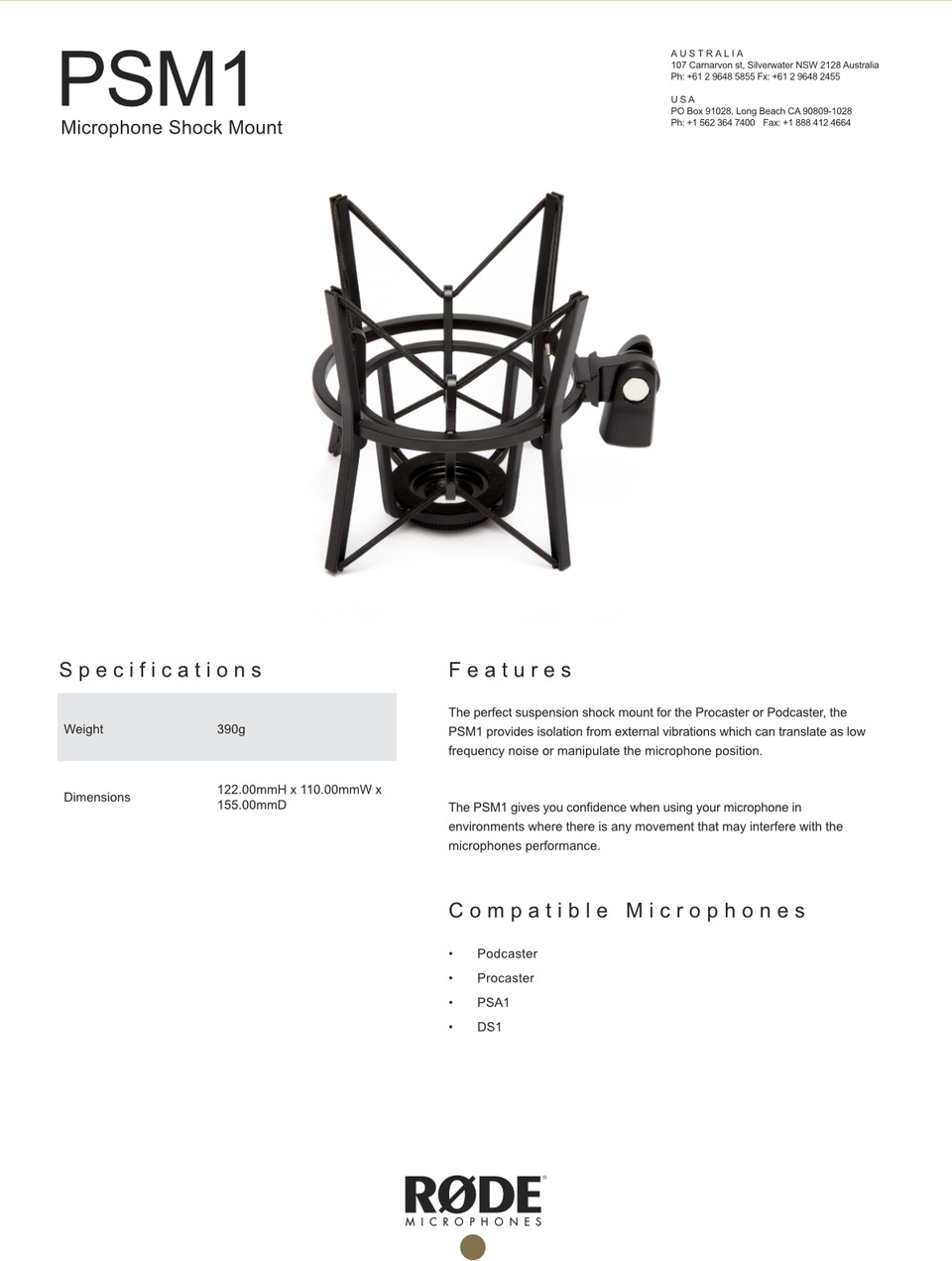 rode psm1 broadcast microphone shock mount