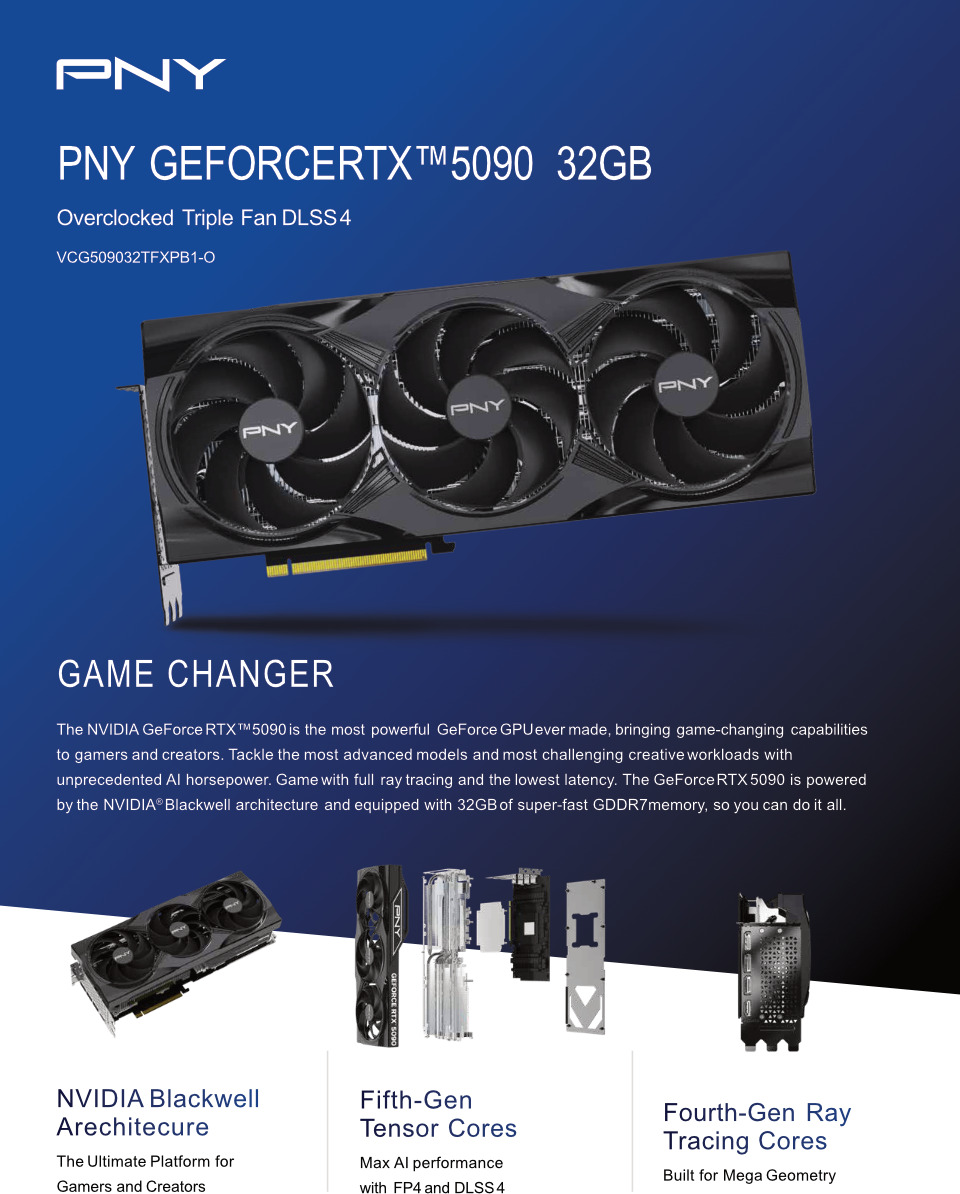 pny rtx 5090 triple fan oc graphics card