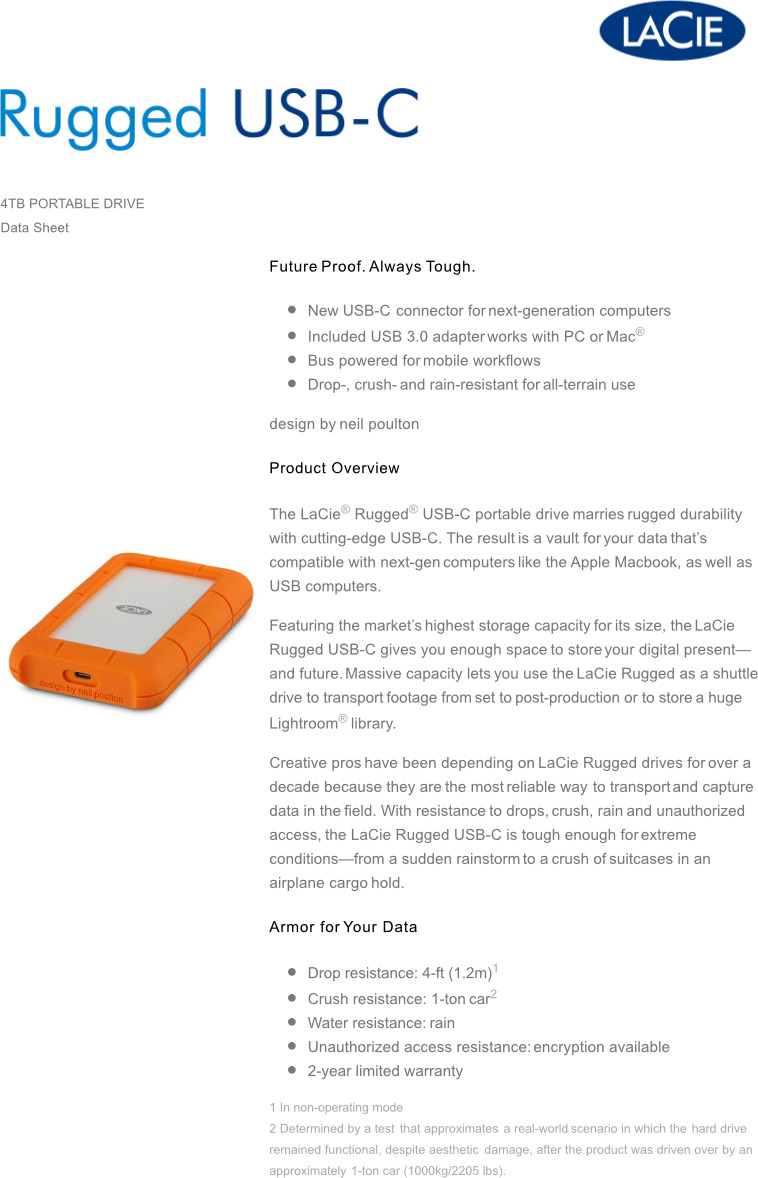 lacie rugged portable 4tb usb-c portable ssd