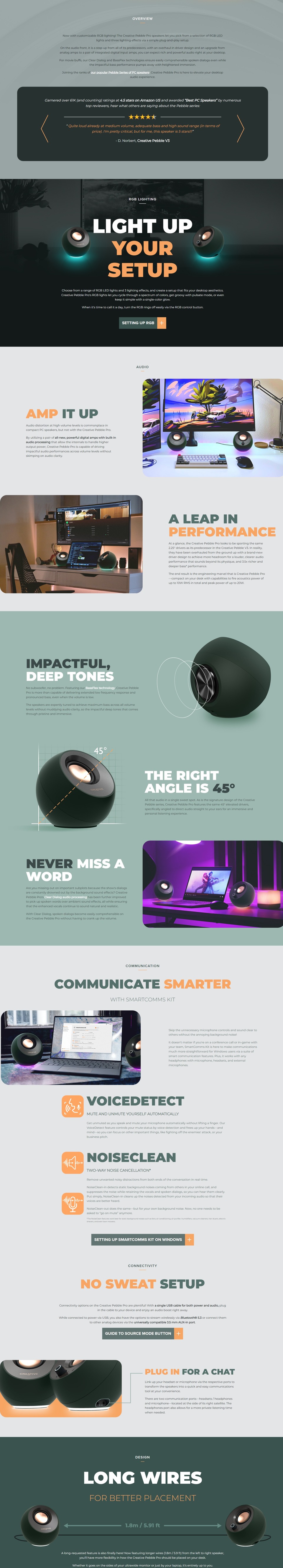 creative pebble pro usb-c speakers with bluetooth and customizable rgb lighting