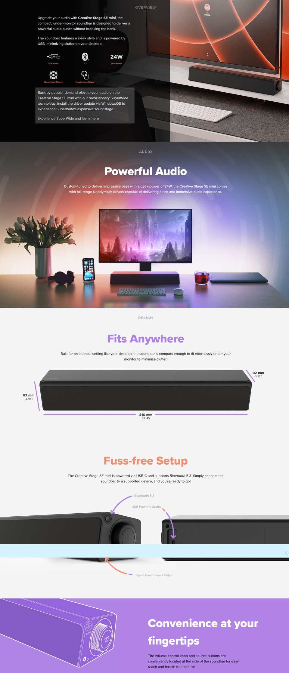 creative stage se mini compact under-monitor soundbar