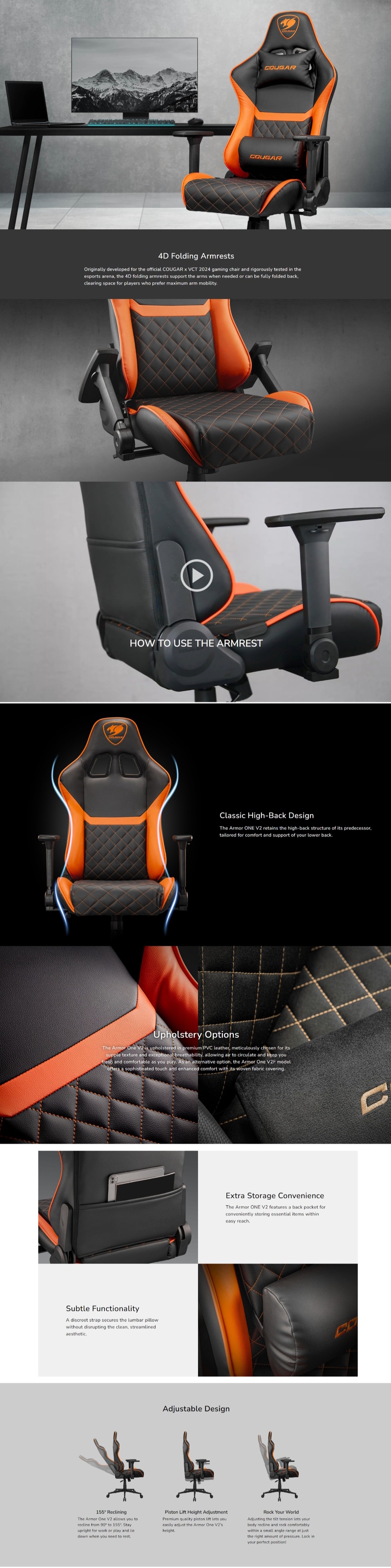 cougar armor one v2 gold gaming chair