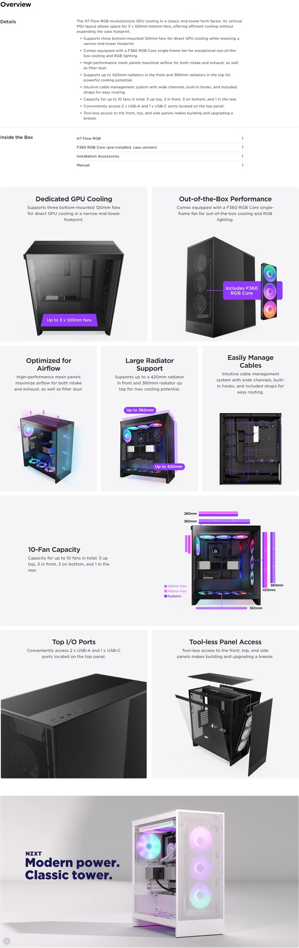 nzxt atx h7 flow rgb 2024 black case cm-h72fb-r1