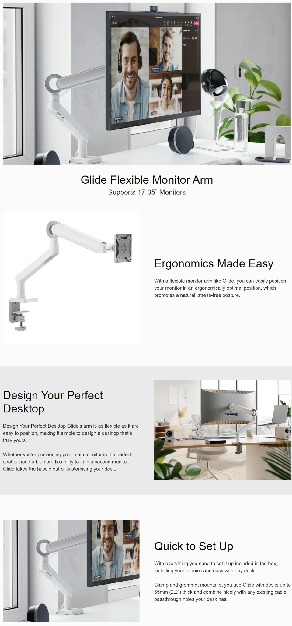 alogic glide flexible single monitor arm