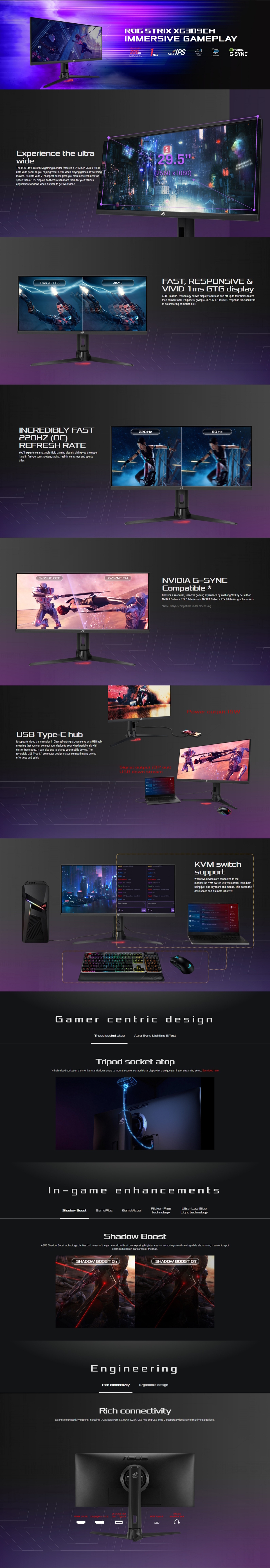 30 asus rog strix xg309cm qhd 220hz ultrawide gaming monitor