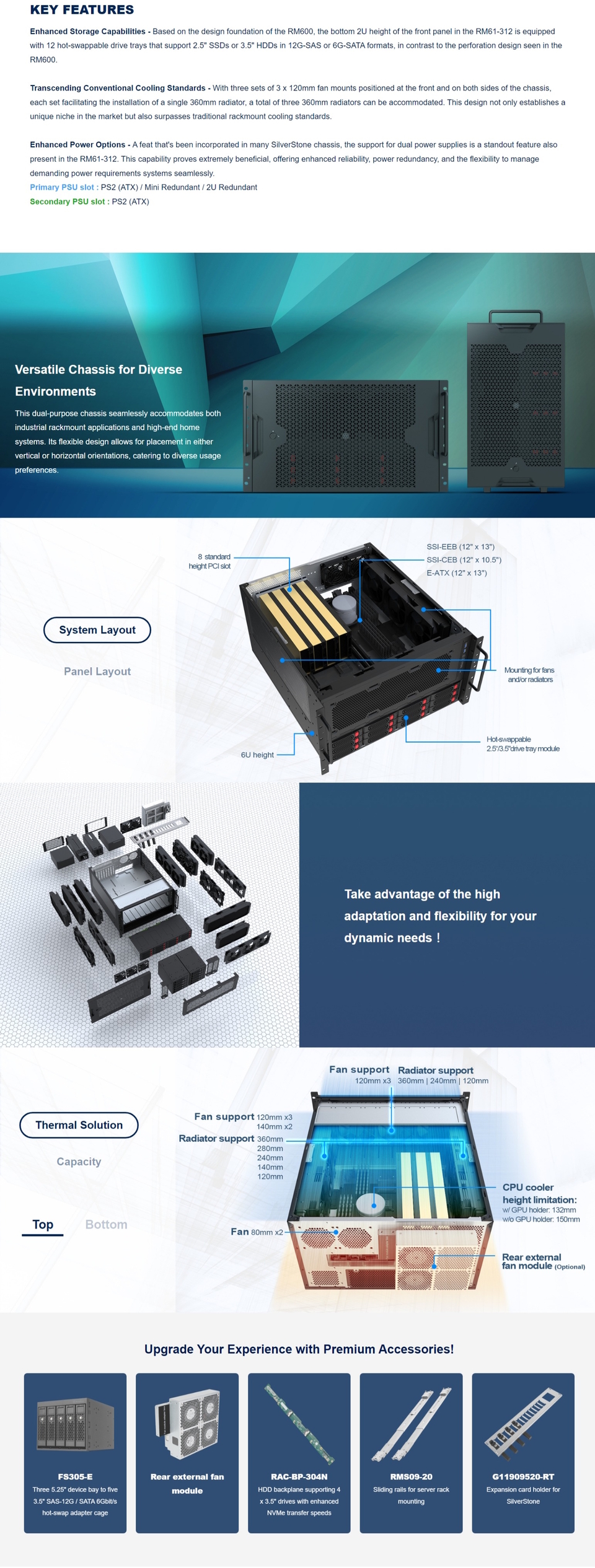 silverstone rm61-312 6u 12-bay rackmount chassis with dual psu