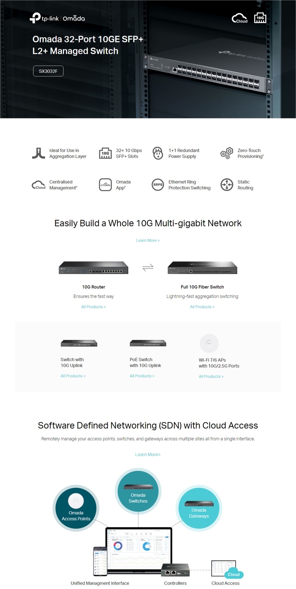 tp-link omada sx3032f omada 32-port 10ge sfp l2 managed switch