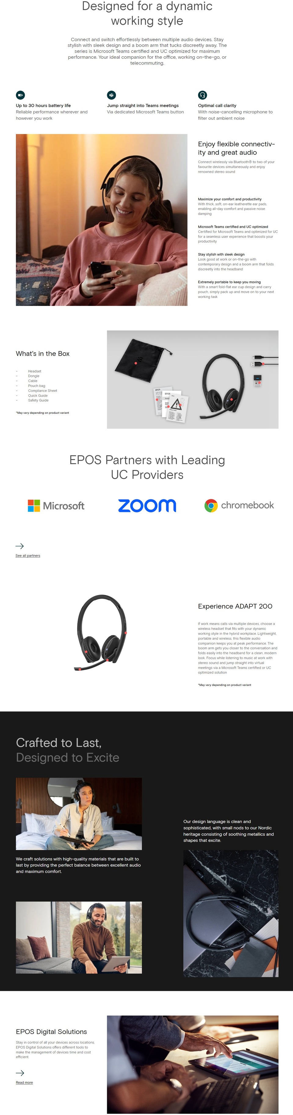 epos enterprise adapt 261 bluetooth stereo headset usb-c dongle 1000897