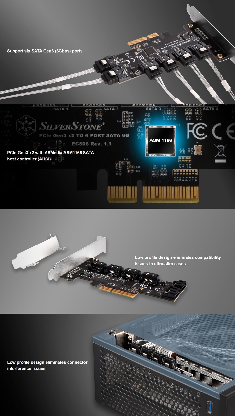 silverstone ecs06 6-port sata gen3 pcie storage expansion card