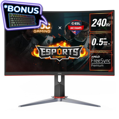 27 AOC C27G2Z 240Hz FHD Curved VA Gaming Monitor, *BONUS Keyboard via redemption