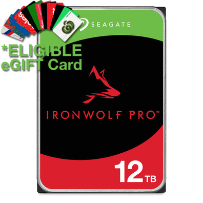 12TB Seagate 3.5 7200rpm SATA IronWolf Pro HDD ST12000NT001, *Eligible for BONUS eGift Card, T&Cs Apply