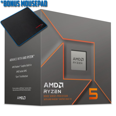 AMD AM5 Ryzen 5 8500G 6 Core CPU 100-100000931BOX, *BONUS HyperX Mouse Pad