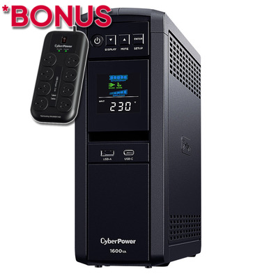 1600VA CyberPower PFC Sinewave Series Tower UPS CP1600EPFCLCD, *BONUS 8 Port Surge Protector