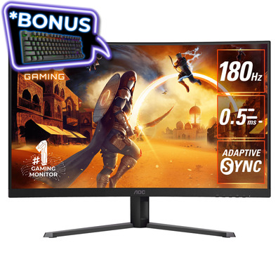 31.5 AOC CQ32G4E QHD 180Hz Curved Gaming Monitor, *BONUS Keyboard via redemption