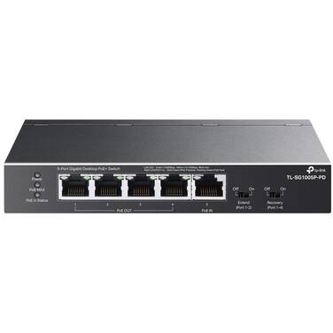 5 Port TP-Link TL-SG1005P-PD Gigabit Desktop PoE+ Switch with 1-Port PoE++ In and 4-Port PoE+Out